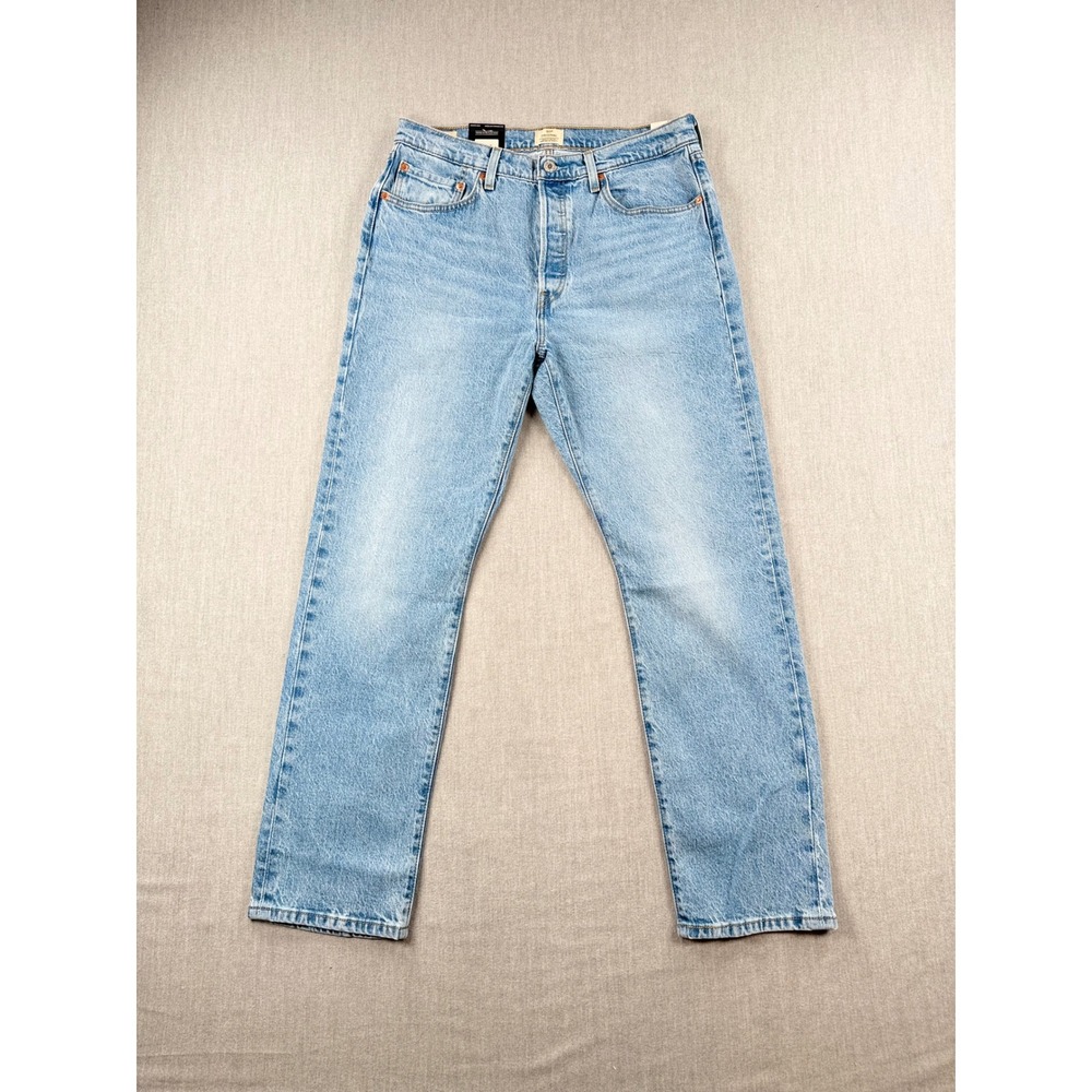 Levis Premium 501 Original High Rise Straight Leg Jeans Light Wash 32x30 NEW - Picture 1 of 6